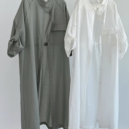 Load image into Gallery viewer, Green Thin Perspective Big Size Long Jacket New Lapel Stand Collar Sleeve Women Coat Fashion Spring Autumn 2025 1DJ1285
