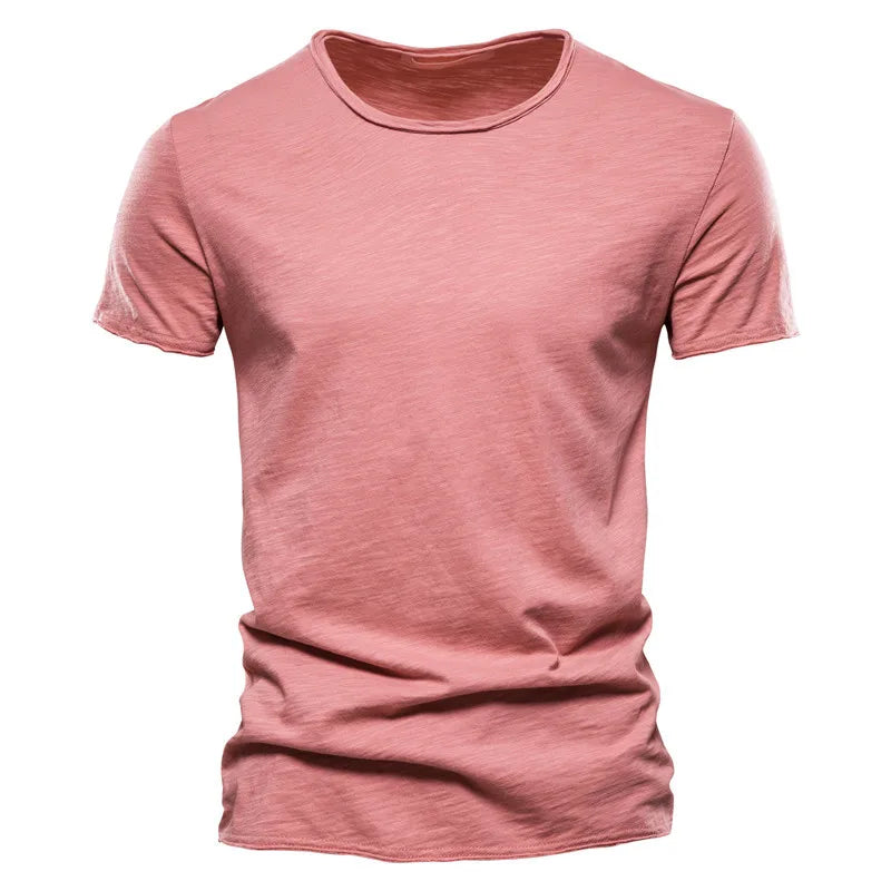 Brand Quality 100% Cotton Men T-shirt V-neck Fashion Design Slim Fit Soild T-shirts Male Tops Tees Short Sleeve T Shirt For Men v2