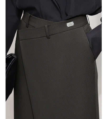 Minimalist Half-body Skirt Women 2025 Spring New Elegant Commuter Anti-wrinkle Asymmetric A-line Slim Long Skirt 12541053