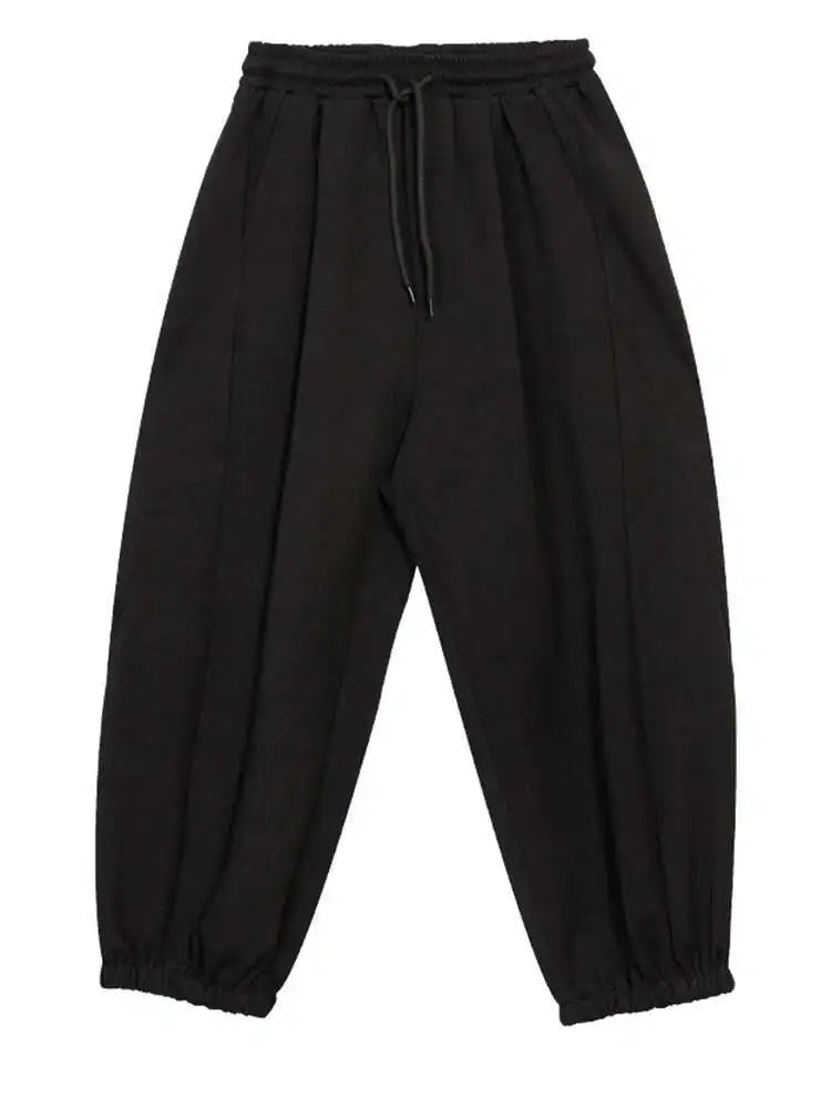 High Elastic Waist Black Drawstring Long Wide Leg Casual Pants New Trousers Women Fashion Tide Spring Autumn 2025 1DH7794