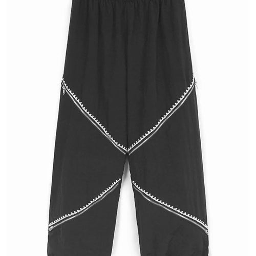 Load image into Gallery viewer, High Elastic Waist Apricot Rhinestones Zipper Wide Leg Pants New Trousers Women Fashion Tide Spring Autumn 2025 1DJ1192
