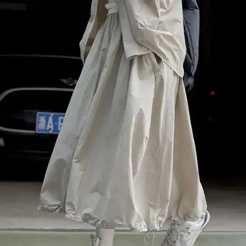 Load image into Gallery viewer, High Elastic Waist Loose Fit Khaki Drawstring Casual Half-body Skirt Women Fashion Tide New Spring Autumn 2025 1DF6695
