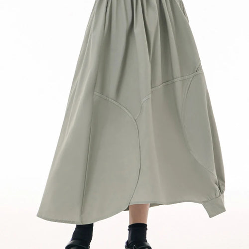 Load image into Gallery viewer, Solid Minimalist Casual Skirts For Women High Waist Loose Temperament Spliced Folds Skirt Female Fashion Clothes
