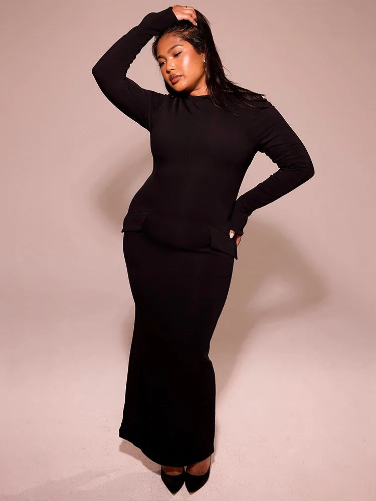 Elegant Long Sleeve Elastic Tight Party Evening Dress Women 2025 Autumn/Winter Fashion Vestidos New Slim Female Clothing