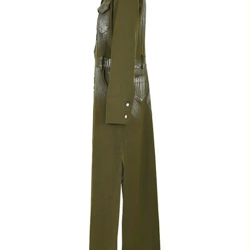 Load image into Gallery viewer, Women Green Paint Elegant Long Blazer New Lapel Long Sleeve Loose Fit Jacket Fashion Tide Spring Autumn 2025 1DF613806
