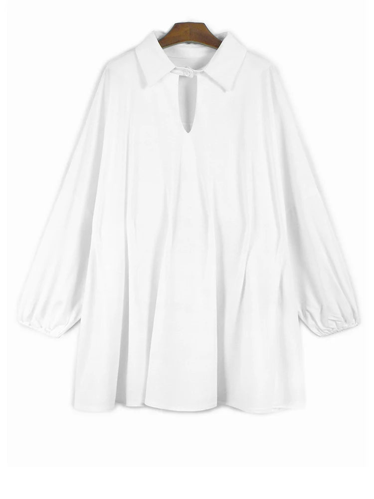 Women Black Pleated Hollow Out Big Size Elegant Mini Dress New V-Neck Long Sleeve Fashion Tide Spring Autumn 2025 1DH9549