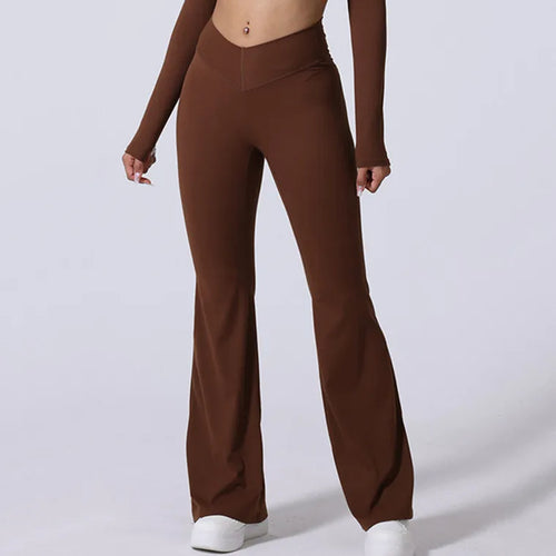 Load image into Gallery viewer, High V Waist Flare Leggings Yoga Pants Women Wide Leg Gym Workout Fitness Sports Pant Latin Dance Trousers Active Wear Bottom
