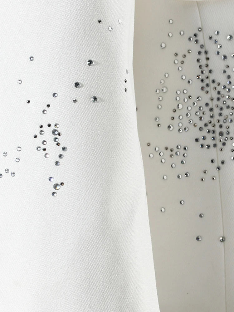 Women Black Rhinestones Shining Big Size Elegant Blazer New Lapel Long Sleeve Jacket Fashion Spring Autumn 2025 7AB3822