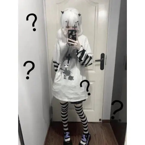 Load image into Gallery viewer, Streetwear Woman Tshirts Casual Punk Tees Y2k Tops 2024 Ropa Mujer Anime Fashion Camisetas Japanese Harajuku Oversized T Shirt
