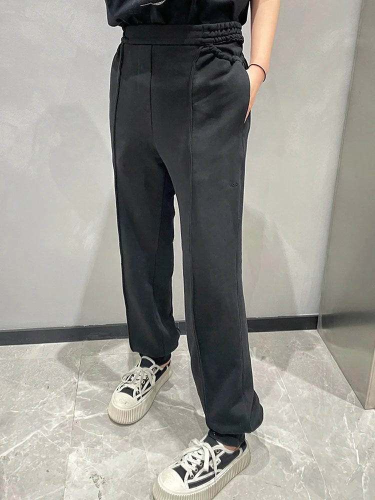 Black Loose Pencil Pants For Women High Waist Solid Minimalist Trousers Female Korean Fashion Clothing Style