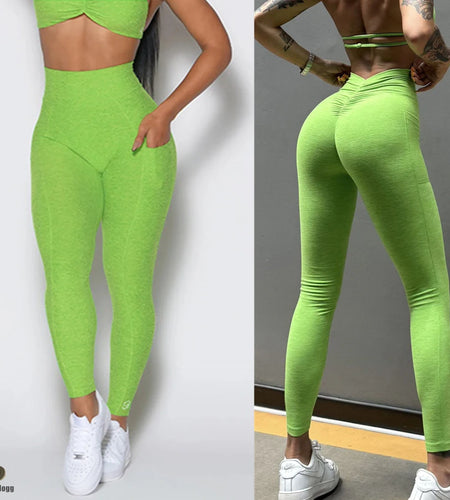 Yoga Pants Back V Butt Women High Waist Fitness Workout Tights Gym Push Up Running Scrunch Fitness Leggings Shorts Active Wear