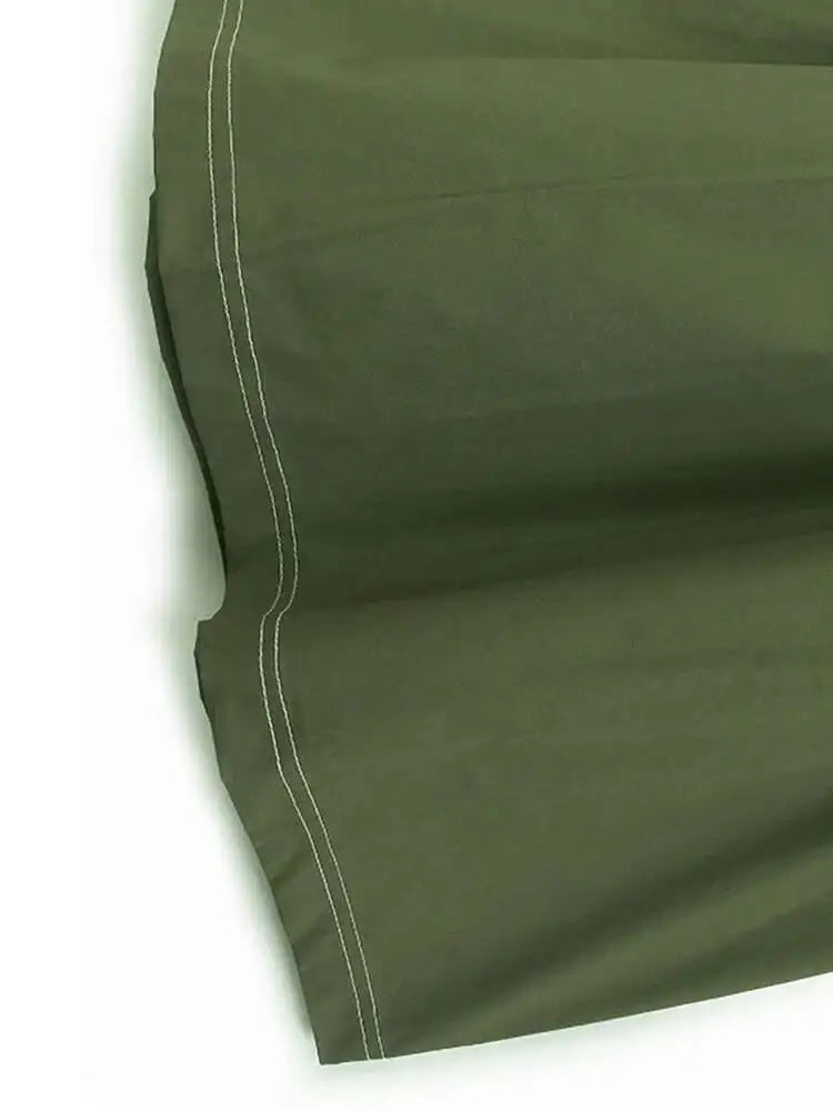 Women Black Pleated Color-block Big Size Midi Dress New Round Neck Short Sleeve Fashion Tide Spring Summer 2025 1DH5237