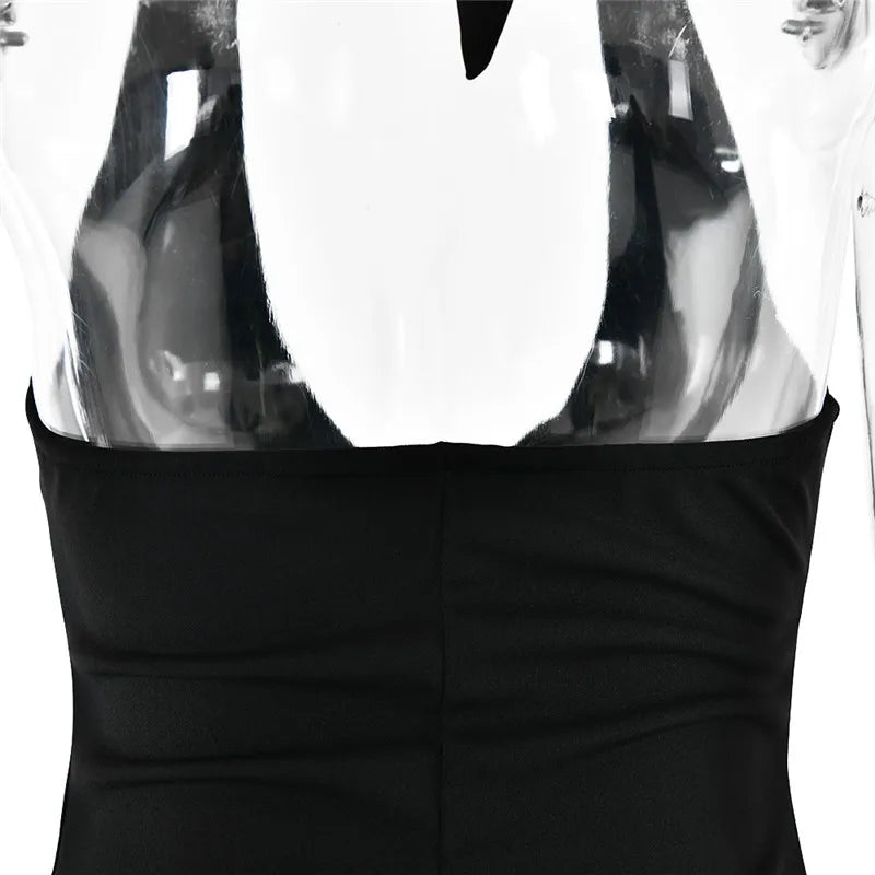 Deep V Neck Thigh High Split Maxi Dress Women Halter Sleeveless Backless Bodycon Club Party Sexy Long Dress New