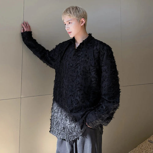 Load image into Gallery viewer, Male Shirts New Personalized Threedimensional Patterned Long Sleeved Shirt Korean Version Trendy Feather Casual Top 9W1280
