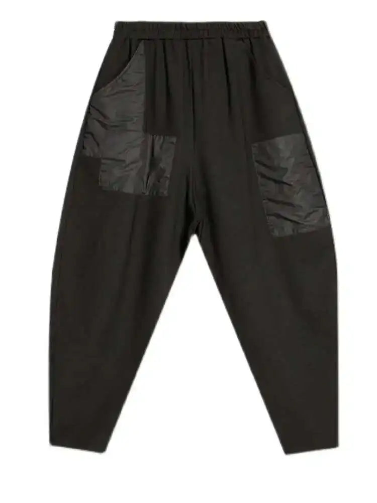 High Elastic Waist Black Pockets Long Harem Pants New Loose Fit Trousers Women Fashion Tide Spring Autumn 2025 1DF4636