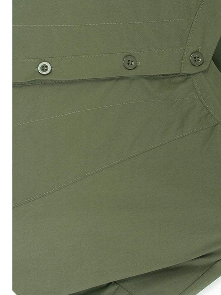 Women Green Big Size Elegant Knee-Length Shirt Dress New Stand Collar Long Sleeve Fashion Tide Spring Autumn 2025 1DJ0928