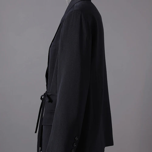 Load image into Gallery viewer, Women Navy Blue Bandage Big Size Elegant Blazer New Lapel Long Sleeve Jacket Fashion Tide Spring Autumn 2025 1DH7507
