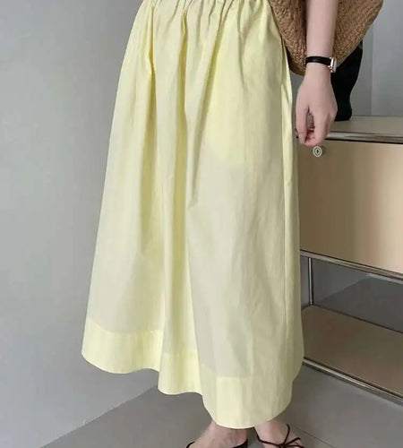 High Elastic Waist Blue Yellow Brief Casual A-line Half-body Skirt Women Fashion Tide New Spring Autumn 2025 1DH5609