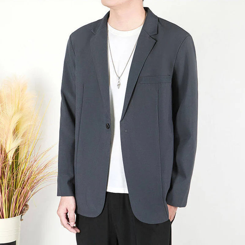 Men's Business Casual Suit Jackets Solid Color Single Breasted New Trendy Loose Handsome Spring Male Blazer 2025 9W1307