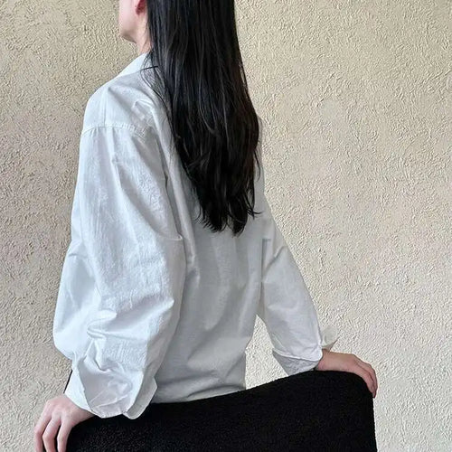 Load image into Gallery viewer, Women White Brief Plain Color Big Size Casual Blouse New Lapel Long Sleeve Shirt Fashion Tide Spring Autumn 2025 1DJ0744
