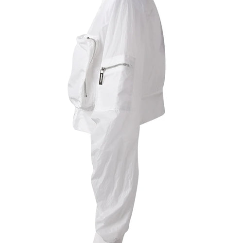 Load image into Gallery viewer, White Pocket Pocket Zipper Short Jacket New Stand Collar Long Sleeve Women Coat Fashion Tide Spring Autumn 2025 CPG3011
