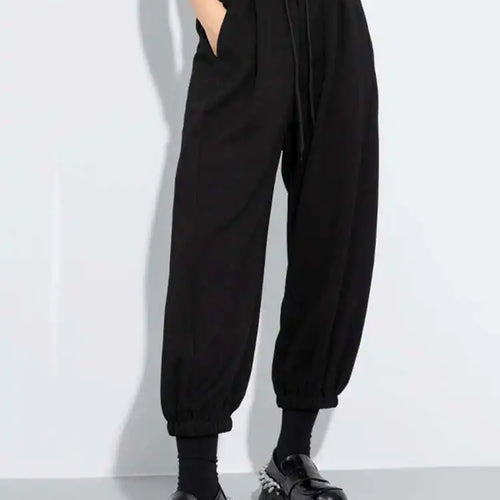 Load image into Gallery viewer, High Elastic Waist Black Drawstring Long Wide Leg Casual Pants New Trousers Women Fashion Tide Spring Autumn 2025 1DH7794
