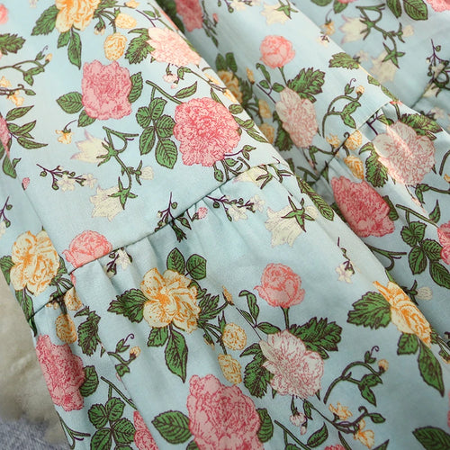 Load image into Gallery viewer, Vintage New Blue Flower Party A-line Skirt Bohemia 2024 Spring Summer Green Printing Elastic High Waist Women's Long Skirts Chic
