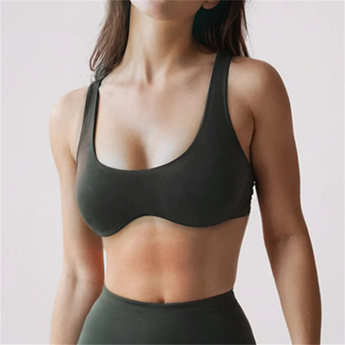 Load image into Gallery viewer, Pad Nude Sport Bra Vest Women Underwear Sportswear Quick-dry Jogging Fitness Top with Cups Ladies Gym Active Bra Yoga Wear
