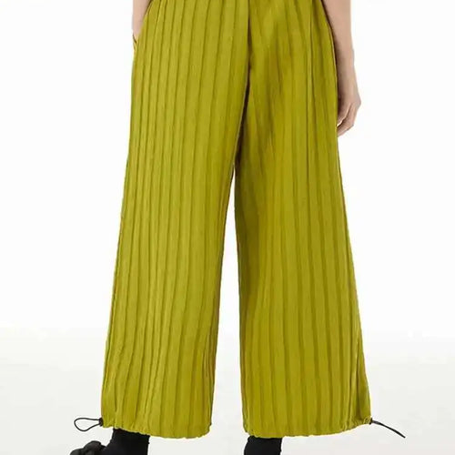 Load image into Gallery viewer, High Elastic Waist Green Pleated Striped Drawstring Pants New Loose Fit Trousers Women Fashion Spring Autumn 2025 1DF5825
