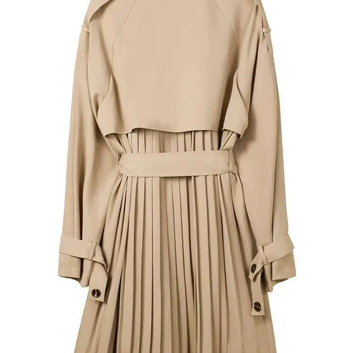 Load image into Gallery viewer, Women Khaki Back Pleated Big Size Elegant Trench New Lapel Long Sleeve Windbreaker Fashion Tide Spring Autumn 2025 1DH9716
