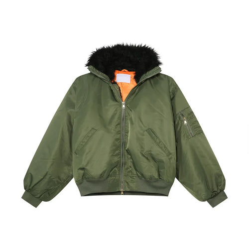 Load image into Gallery viewer, Korean Style Men&#39;s Cotton Coats Fur Collar Hooded Casual Menswear Solid Color Zipper Patchwork Male Padded Jackets 9C9223
