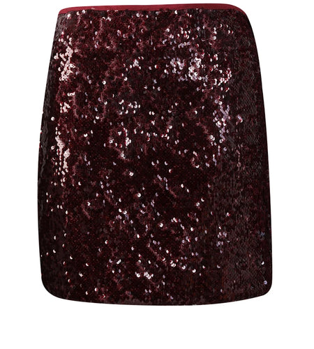 High Waist Wine Red Sequins Shining Elegant Mini Half-body Skirt Women Fashion Tide New Spring Autumn 2025 11A0892