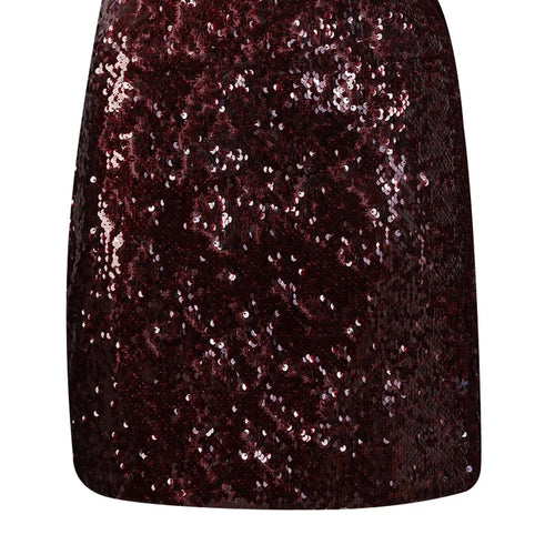 Load image into Gallery viewer, High Waist Wine Red Sequins Shining Elegant Mini Half-body Skirt Women Fashion Tide New Spring Autumn 2025 11A0892
