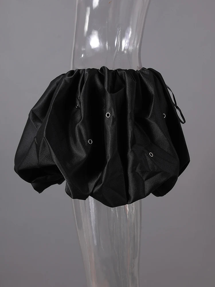 High Elastic Waist Black Bandage Elegant Mini Bud Half-body Skirt Women Fashion Tide New Spring Autumn 2025 11A0273