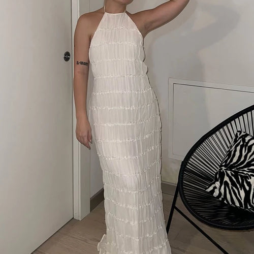 Load image into Gallery viewer, Halter Backless Sexy Maxi Dress For Women Spring Summer New Lace-up Sleeveless Pleated Beach Holiday Long Dress Elegant
