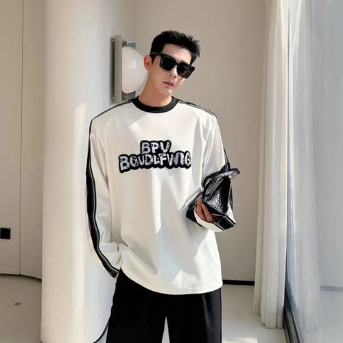 Load image into Gallery viewer, Korean T-shirt Trend Shoulder Pad Letter Printing Long Sleeved Loose Casual Top Summer Men&#39;s Clothing 9C5192
