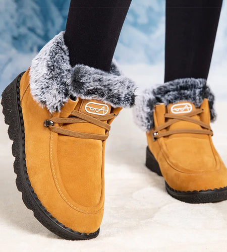 Boots 2025 New Women's Winter Boots Snow Botas Mujer Low Heels Ankle Boots With Fur Warm Winter Footwear Female Fur Shoes Woman