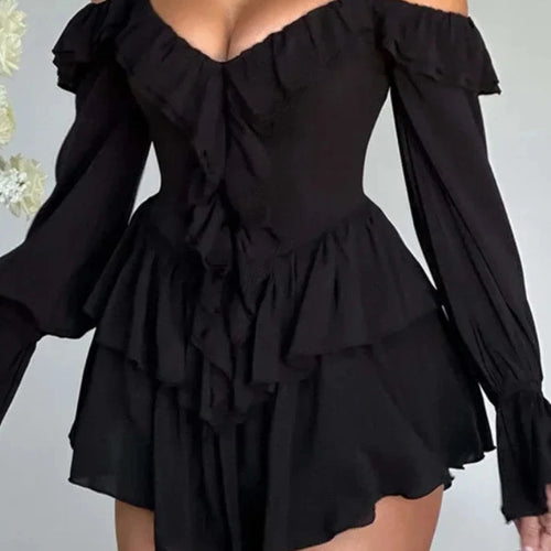 Load image into Gallery viewer, Pink Ruffle Dress Sexy Elegant Halter Neck Long Sleeve Short Dresses Fall 2023 Fashion Women Clothing C16-FZ52
