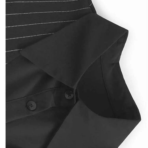 Load image into Gallery viewer, Women Black Striped Drawstring Big Size Knee-Length Dress New Lapel Long Sleeve Fashion Tide Spring Autumn 2025 1DH9966
