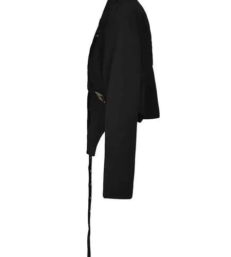 Women Black Irreuglar Short Big Size Blazer New Lapel Long Sleeve Loose Fit Jacket Fashion Spring Autumn 2025 1DF033501