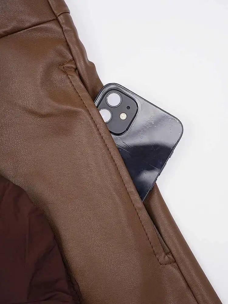 Women Black  Pu Leather Pockets Big Size Long Vest Dress New V-Neck Sleeveless Fashion Tide Spring Autumn 2025 CPG2085