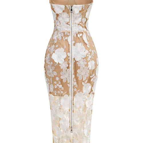 Load image into Gallery viewer, Hit Color Spliced Appliques Dresses For Women Strapless Sleeveless High Waist Temperament Dress Female Fashion New
