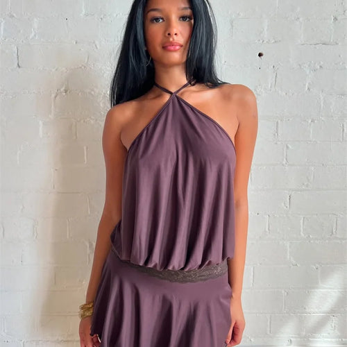 Load image into Gallery viewer, Halter Backless Sexy Mini Dress Women Robe Fashion Summer New Lace Patchwork Sleeveless Pleated Ruffled Club Dress
