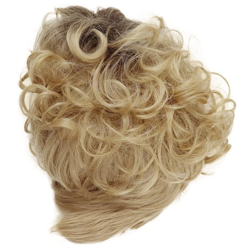Load image into Gallery viewer, Synthetic Curly Wig with Bangs Short Blonde Wigs for White Women Blond with Dark Roots Color Wig Ladies Natural HairCut
