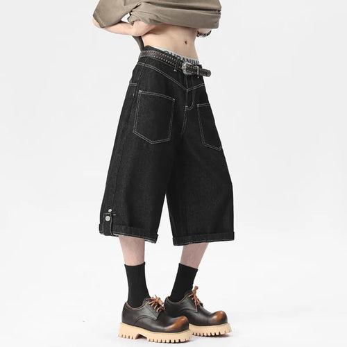 Load image into Gallery viewer, Men&#39;s Denim Shorts New Summer Straight Leg Design Buckle Two Wear American Handsome Solid Color Male Clothing 9W1536
