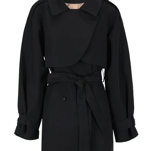 Load image into Gallery viewer, Women Gray Belted Big Size Trench New Lapel Long Sleeve Loose Fit Windbreaker Fashion Tide Spring Autumn 2025 CPG0586
