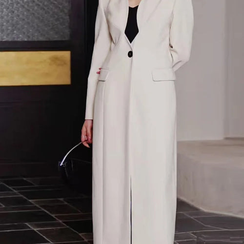 Load image into Gallery viewer, Women Black Brief Elegant Long Slim Shaped Blazer New V-neck Long Sleeve Jacket Fashion Tide Spring Autumn 2025 1DH9527
