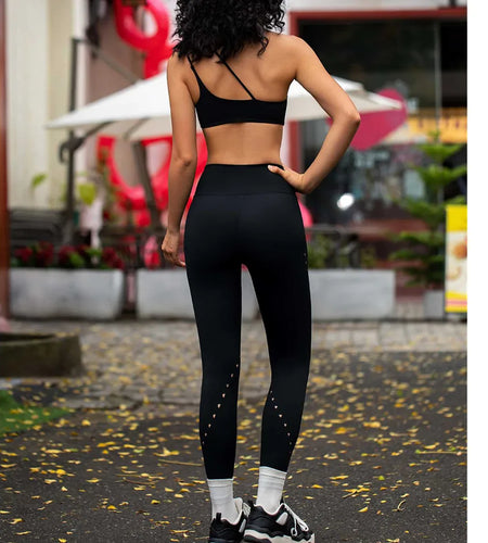 Slim Fit Yoga Pants Triangle Hole High Waist Pilates Training Breathable Quick-Drying Leggings Workout