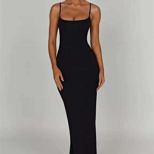 Load image into Gallery viewer, Spaghetti Strap Backless Bodycon Maxi Dress Women Autumn New Thickened Fabric Sleeveless Club Party Sexy Long Dress

