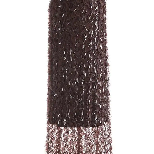 Load image into Gallery viewer, High Elastic Waist Brown Sequins Tassels Elegant Party Half-body Skirt Women Fashion Tide New Spring Autumn 2025 1DH9912
